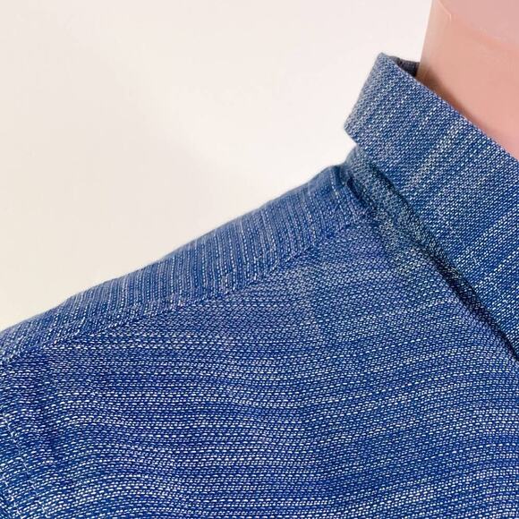 Rowm Top Cotton Short Sleeve Collared Button Down Shirt Denim Blue Men L NWT - Picture 4 of 11